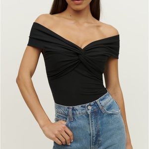 reformation black ezlynn knit top